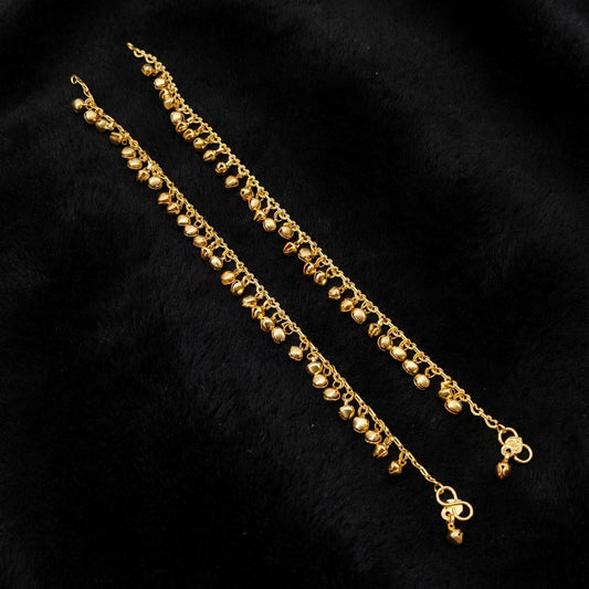 PJ- Punjabi Ghungroo Payal J0792 – Golden Jhanjhar Panjeb Bridal Anklets | Punjabi Bridal Jewellery