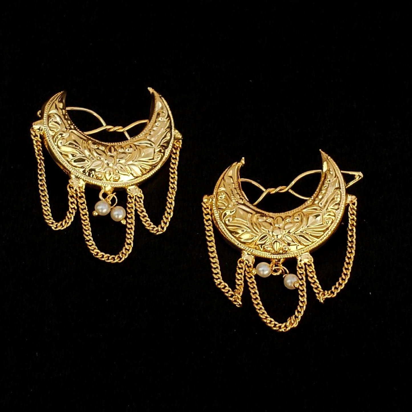 Chandrama Golden Hair Clips Pair J0794 – Crescent Bridal Hair Pins