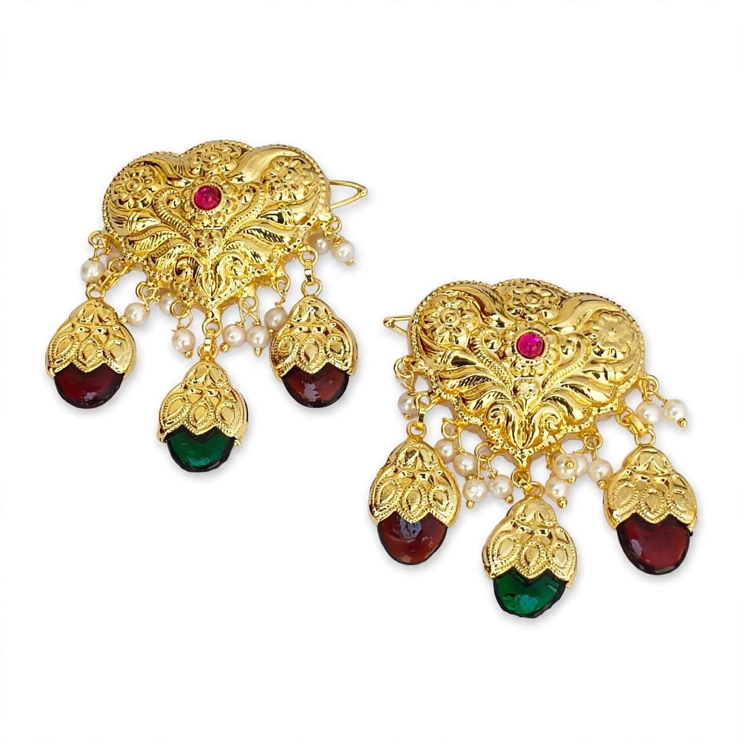 Dakh Hair Clips Pair J0795 – Golden Polish Punjabi Party Wear Hair Accessory