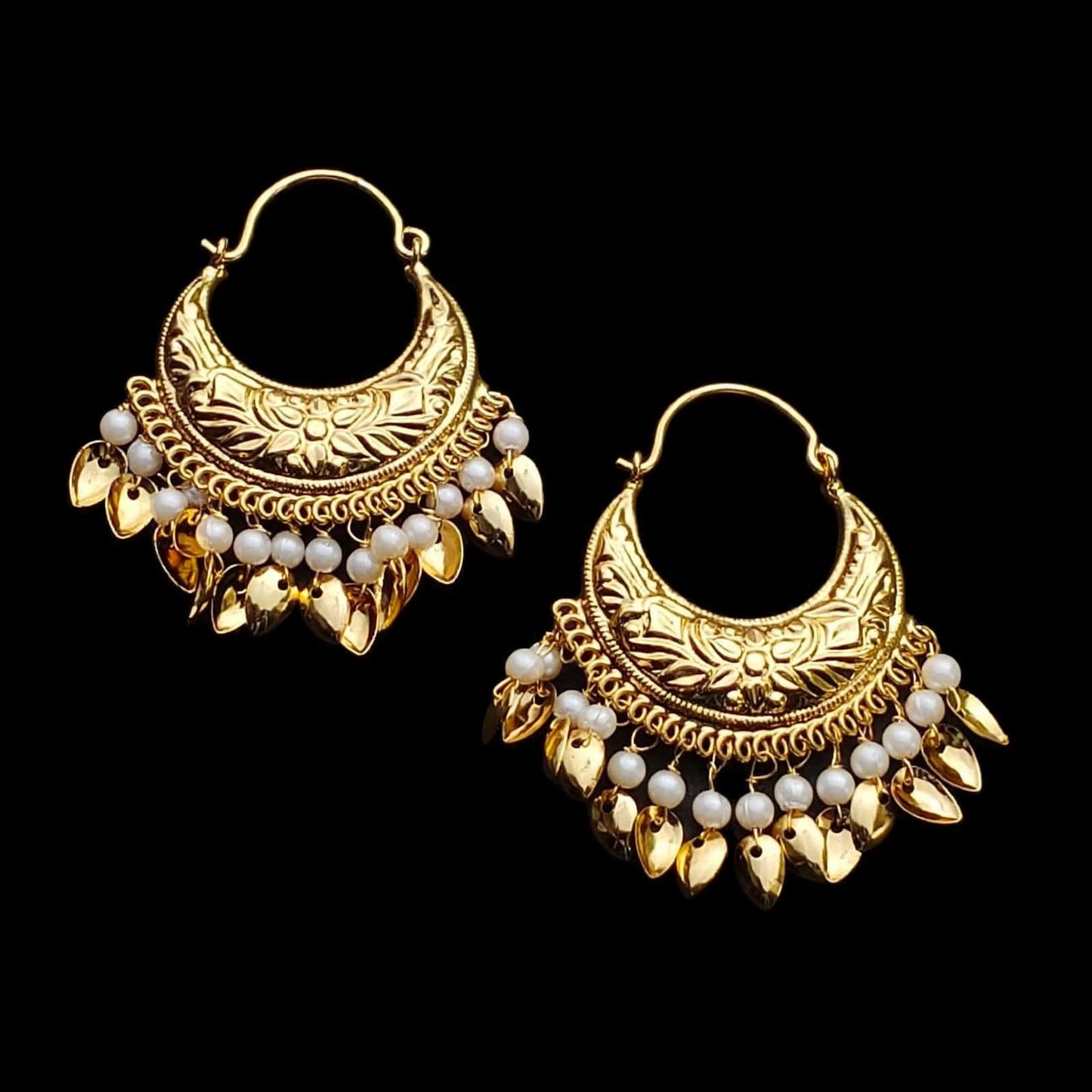 Punjabi Chand Bali Earrings J0800 | Crescent Moon Traditional Punjabi Earrings
