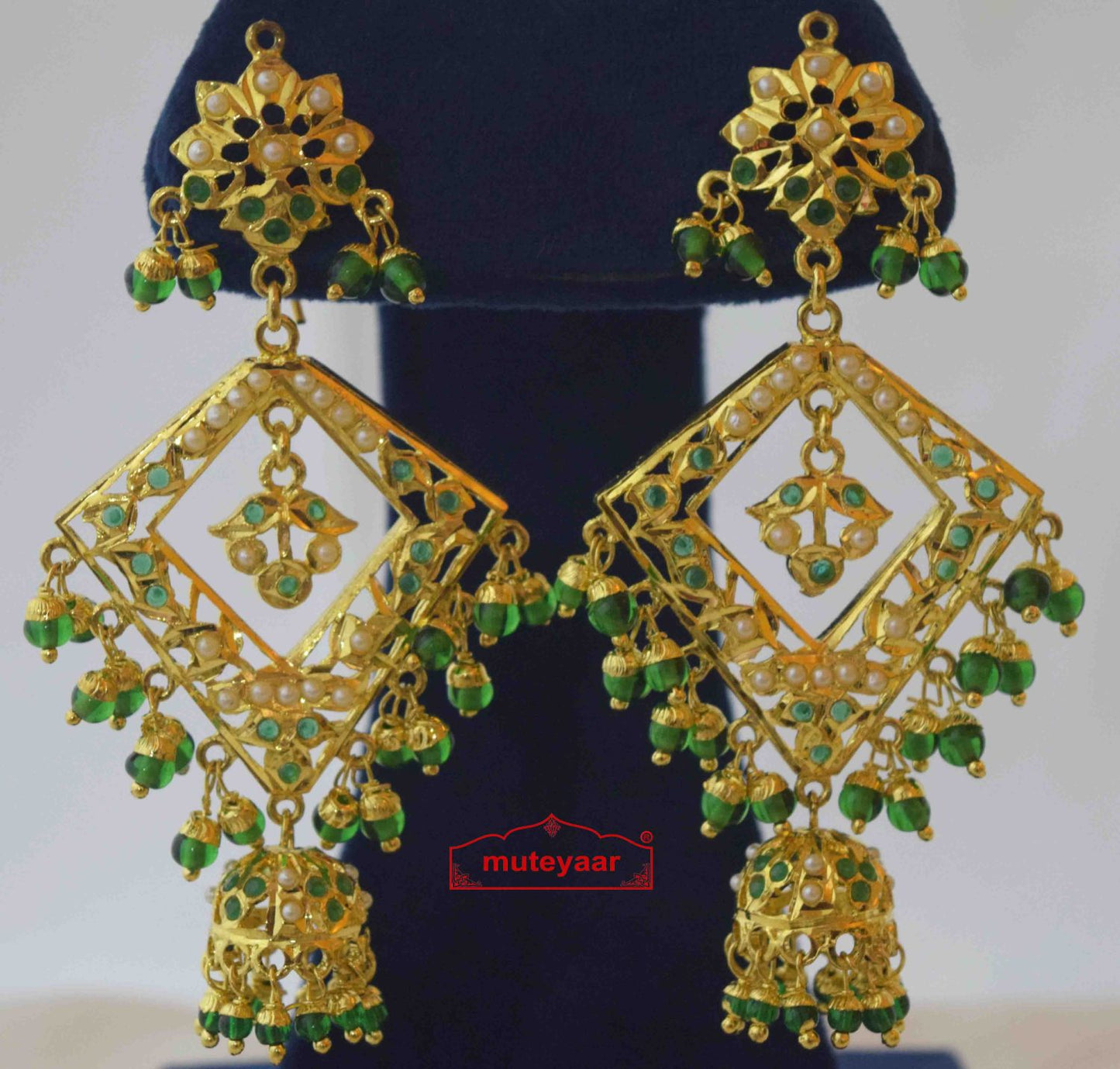 Emerald Green Brij Bali Jadau Jhumki J2019