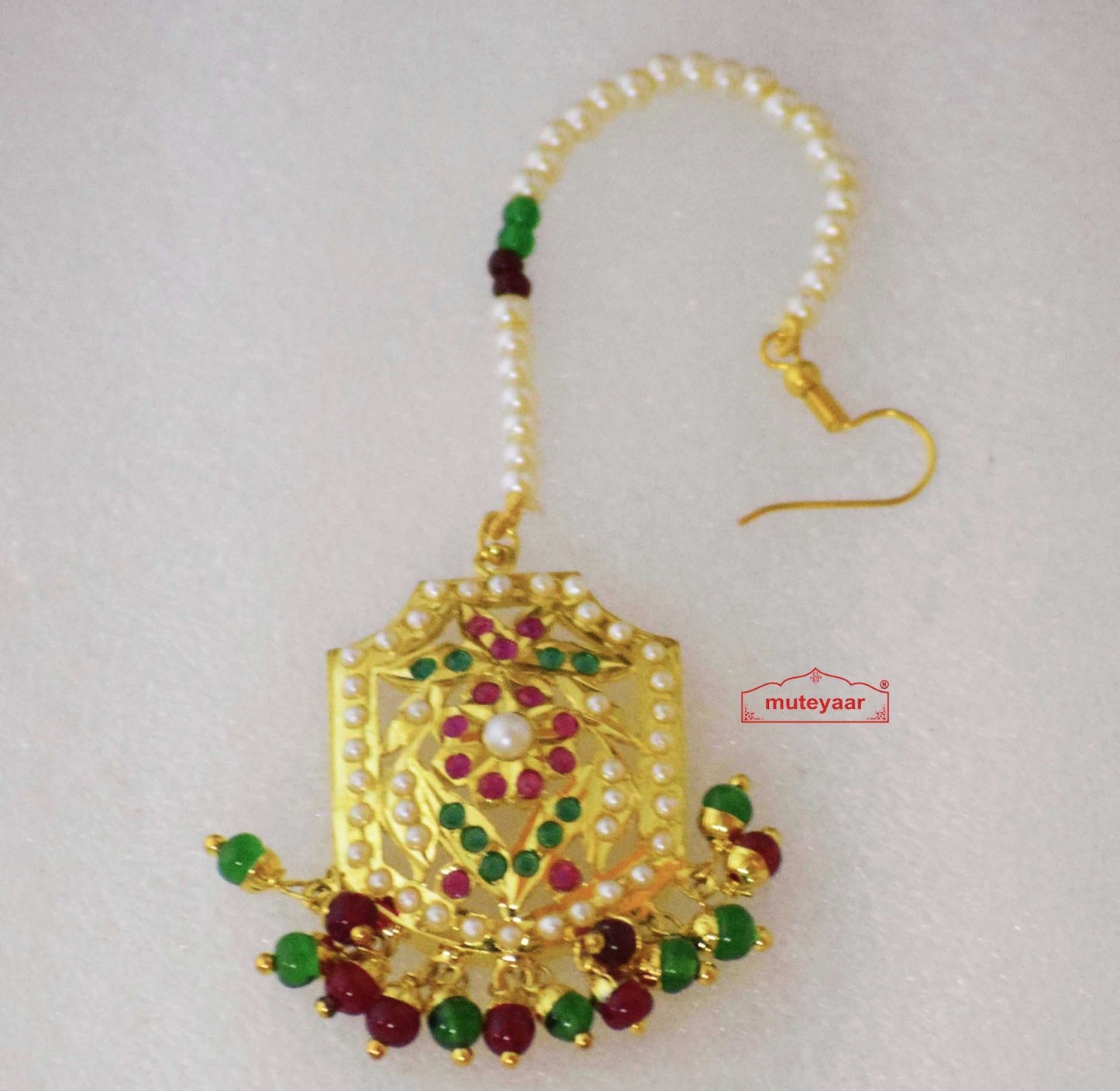 Real Gold Plated Jadau Mang Teeka J3003