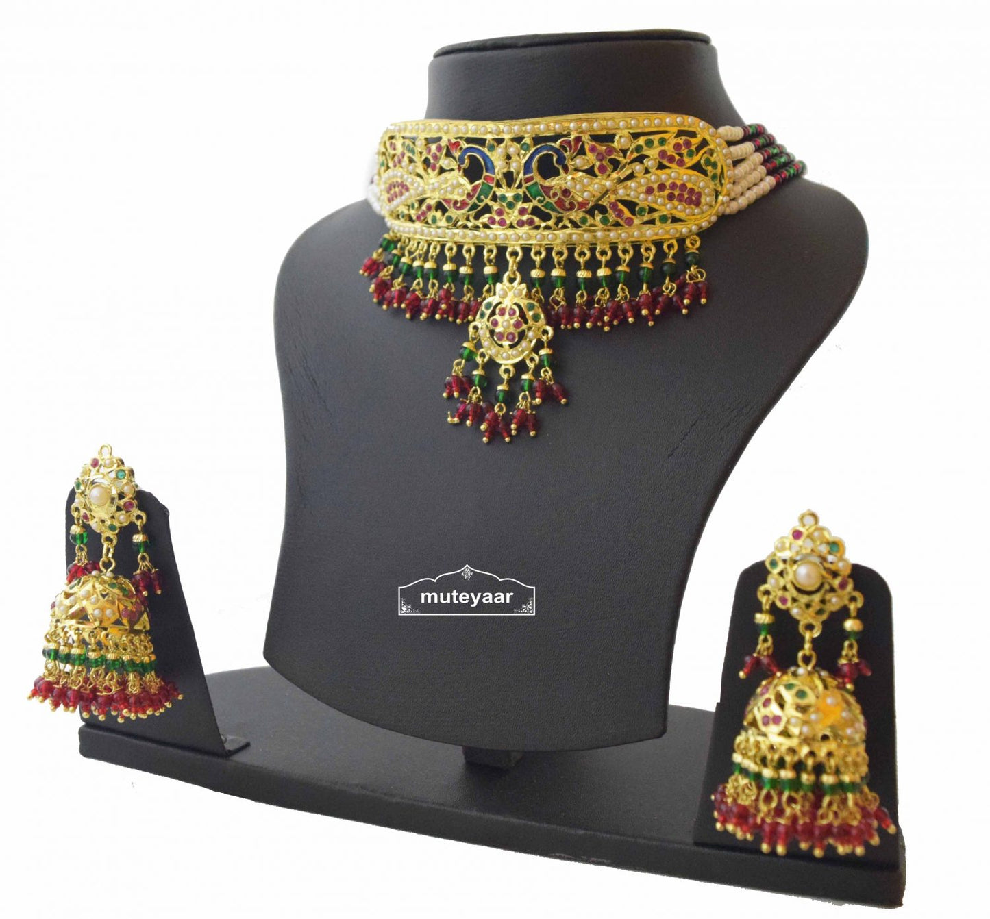 Multicolour Minakari Jadau Guluband Choker Set J4004 | Gold Plated Bridal Jewellery