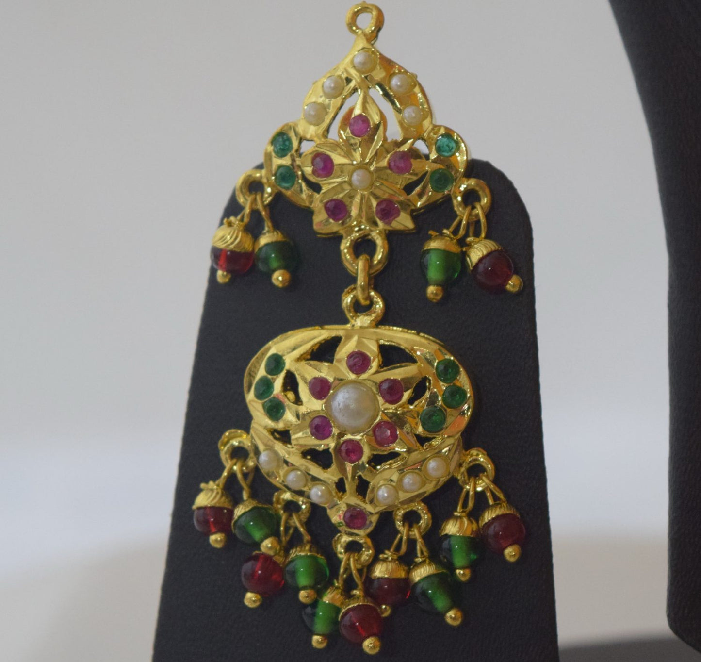 Punjabi Jadau Locket Set J4028 – Gold Plated Pendant Necklace Jewellery