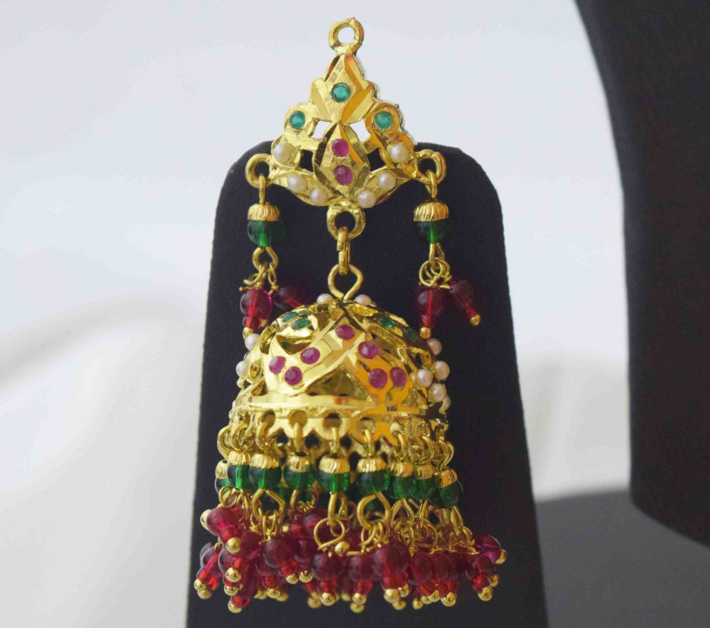 Gold Plated Ruby Emerald Jadau Gulband Set J4033 | Choker Necklace Earrings