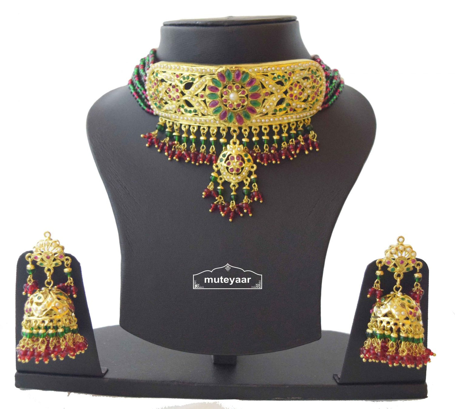 Ruby Emerald Guluband Set Jadau Jewellery J4035