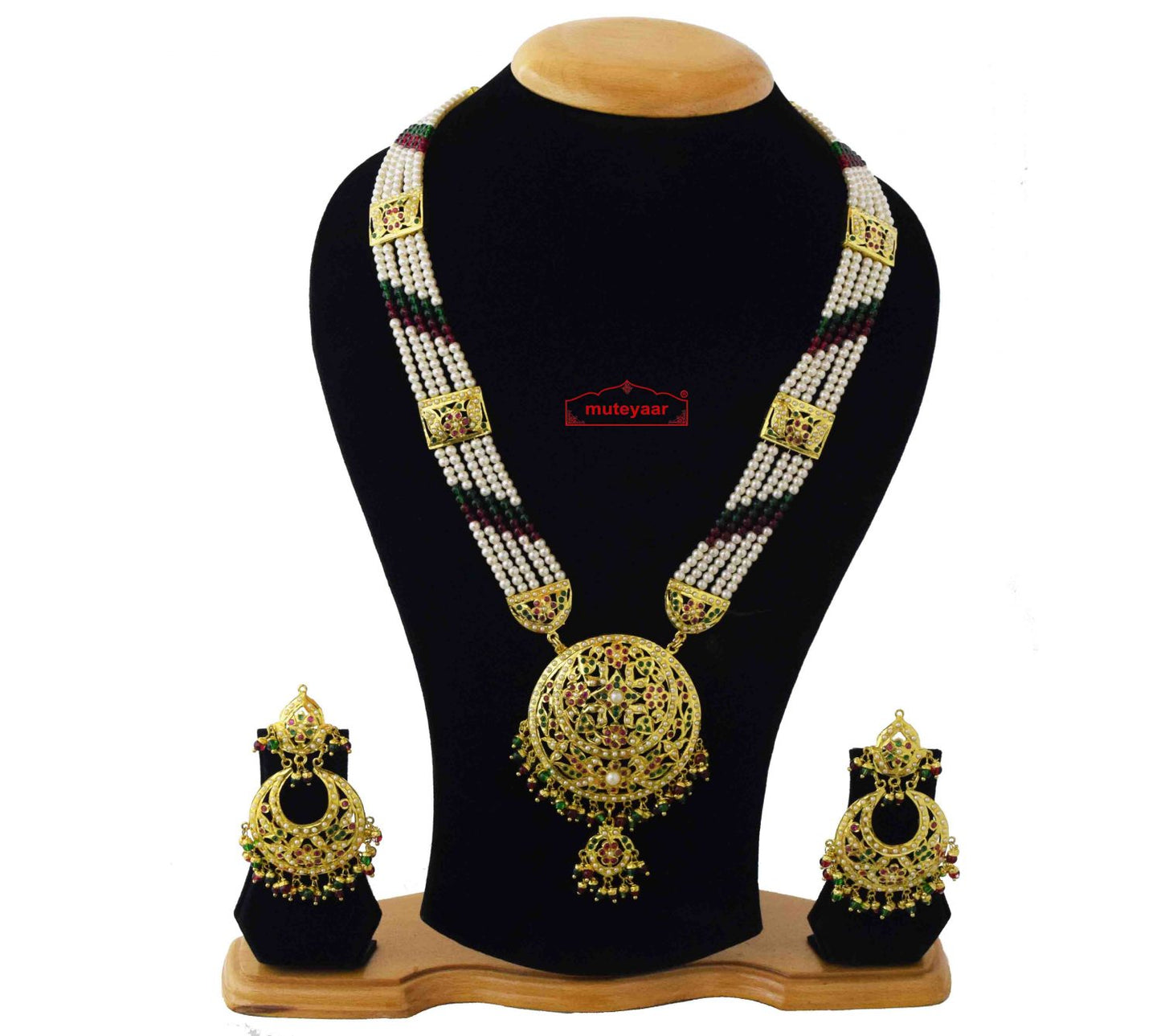 Ranihaar Jadau Bridal Set J4041 – Multicolour Studded Gold Plated Wedding Jewellery
