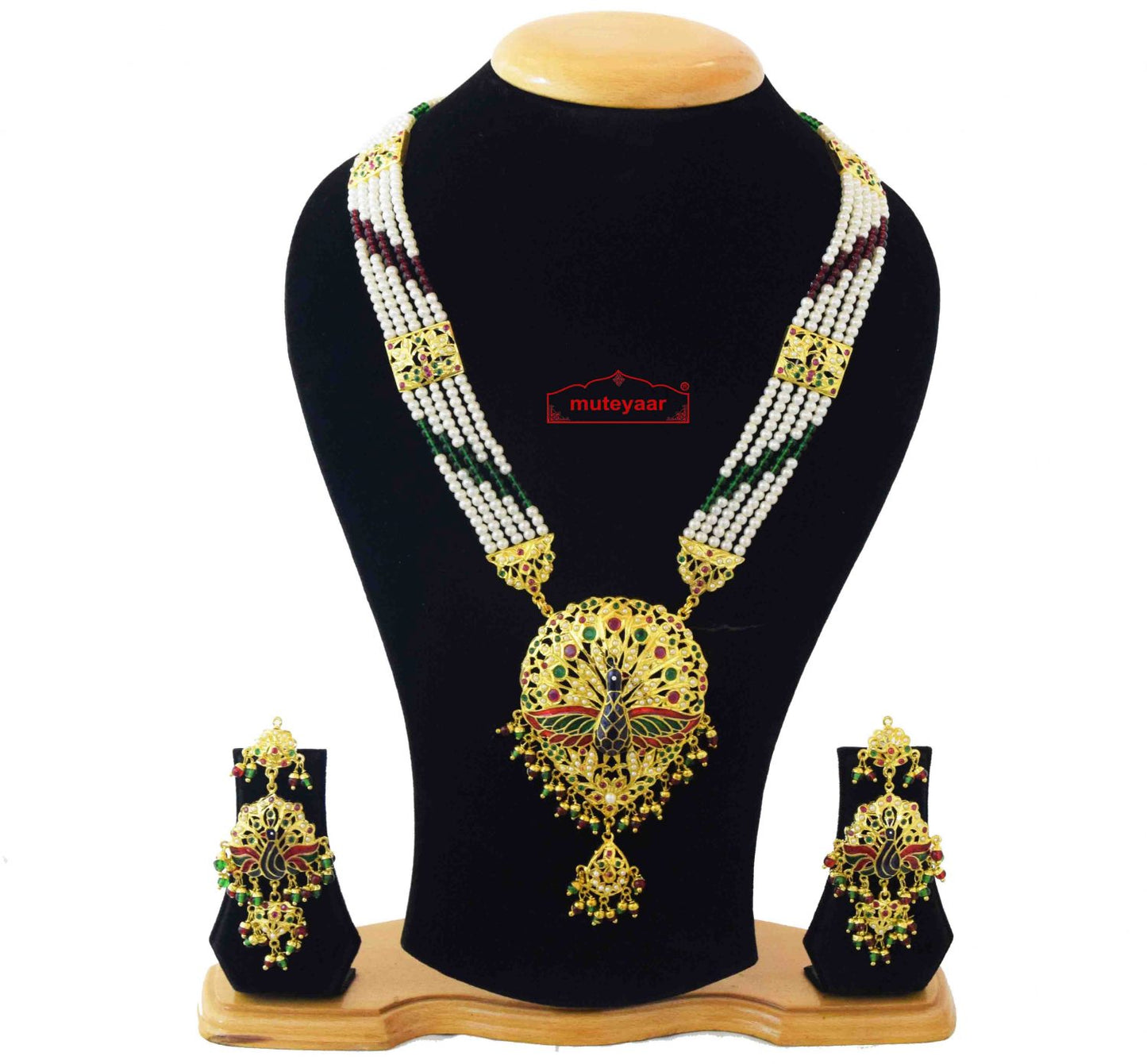 Morni Ranihaar Jadau Bridal Set J4045 – Real Gold Plated Indian Wedding Jewellery