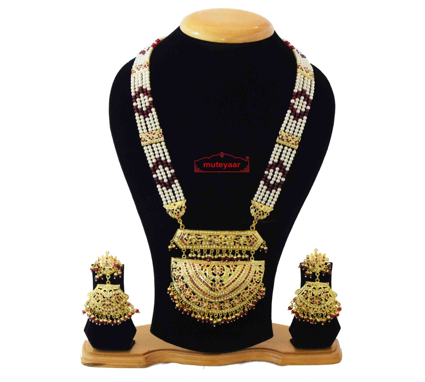 Jadau Rani Haar Wedding Jewellery Set J4046 | Gold Plated Punjabi Bridal