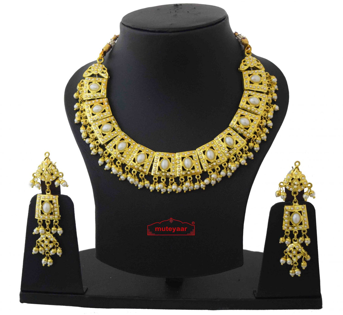 Gold Plated Jadau Collar Set J4049