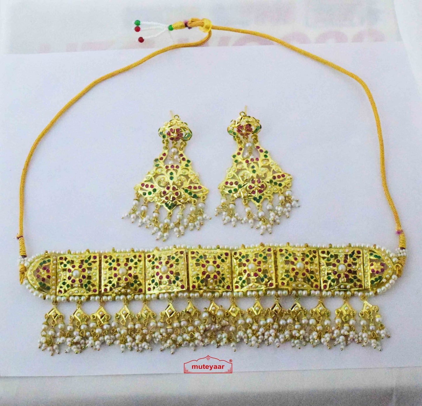 Jadau Choker Gulband Set J4064 | Real Gold Plated Bridal Jewellery
