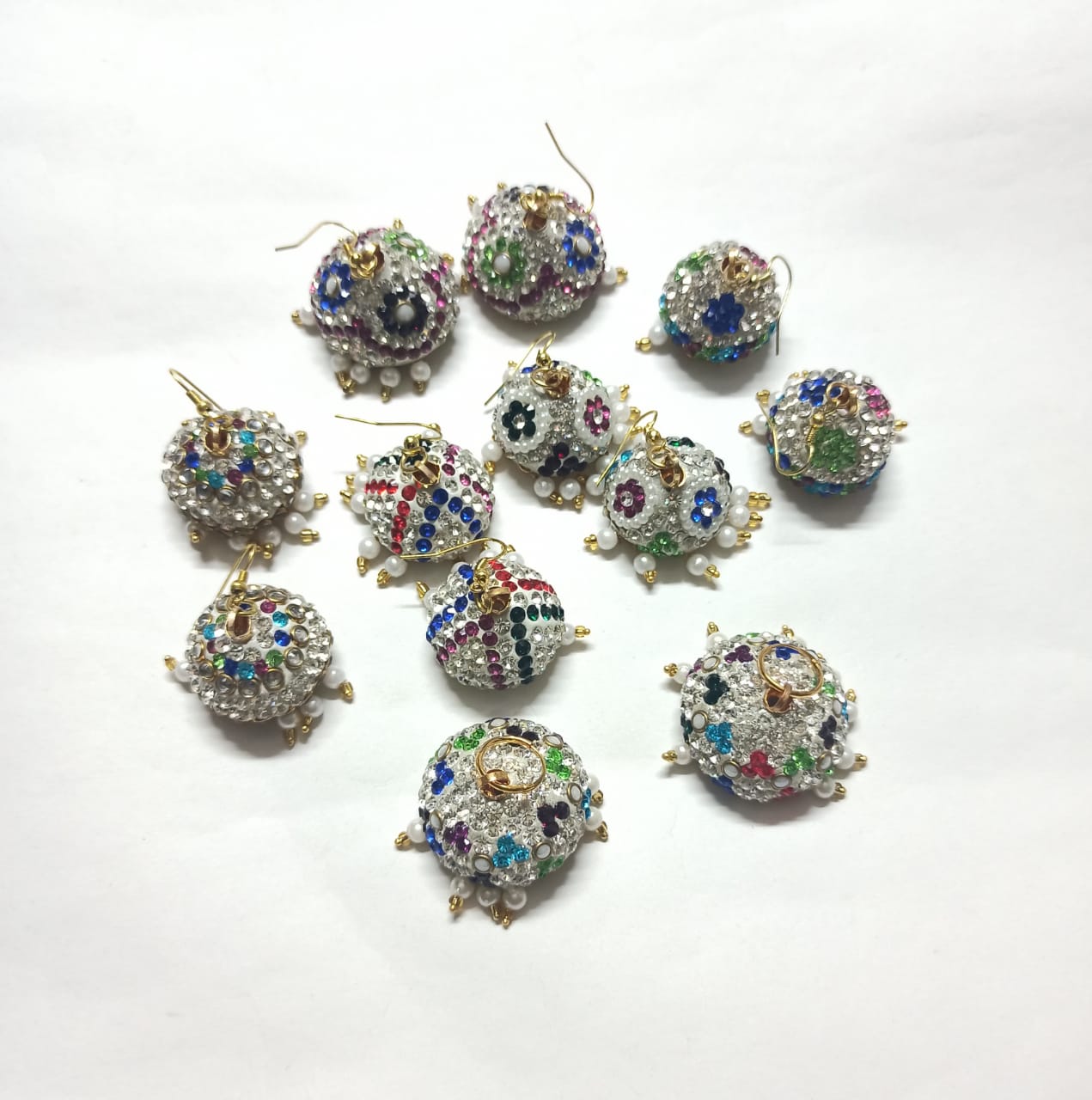 Jadau Lotan Jhumki – Multicolour Stone Punjabi Earrings