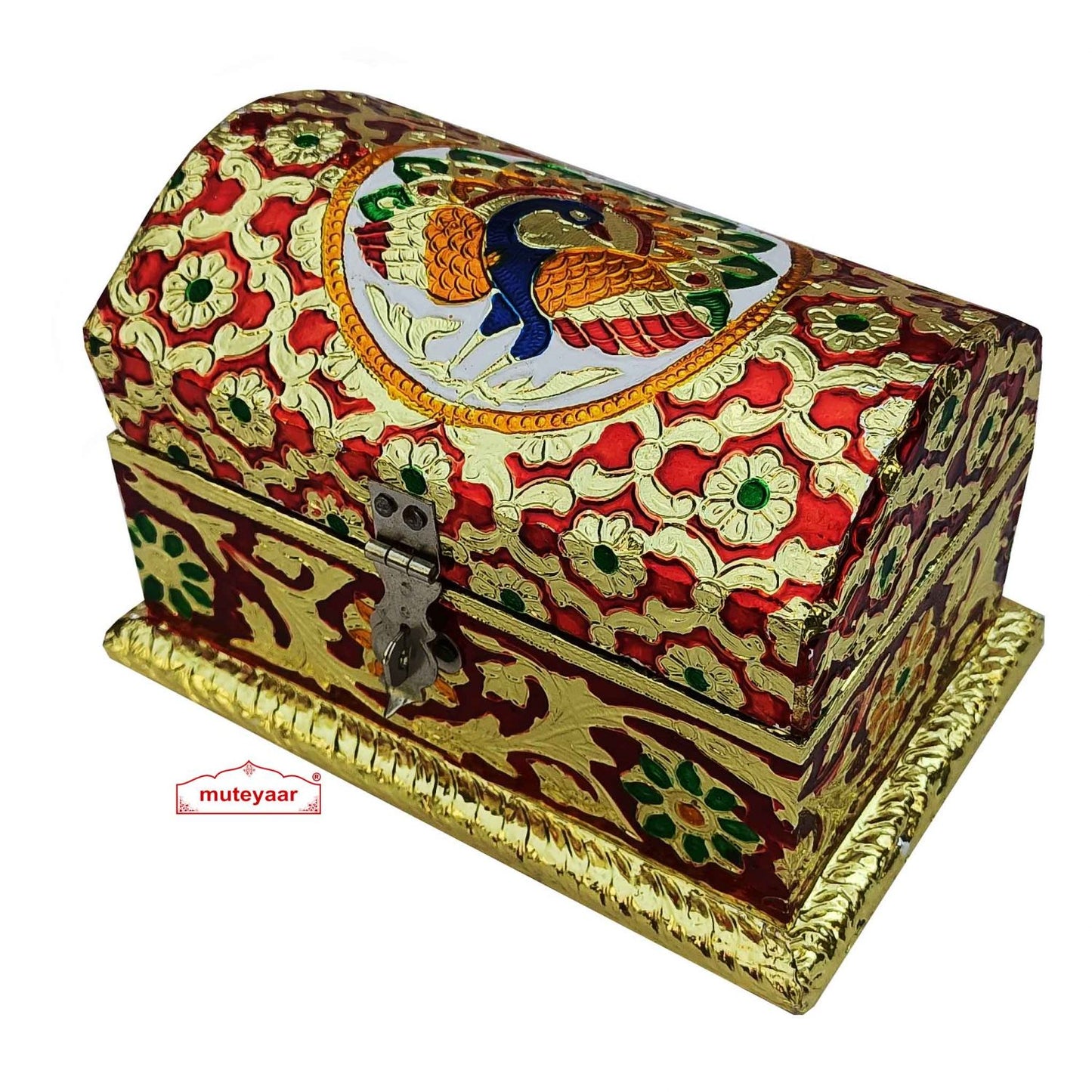 Meenakari Jewellery Box JB001 – Peacock Design Indian Jewellery Storage Box
