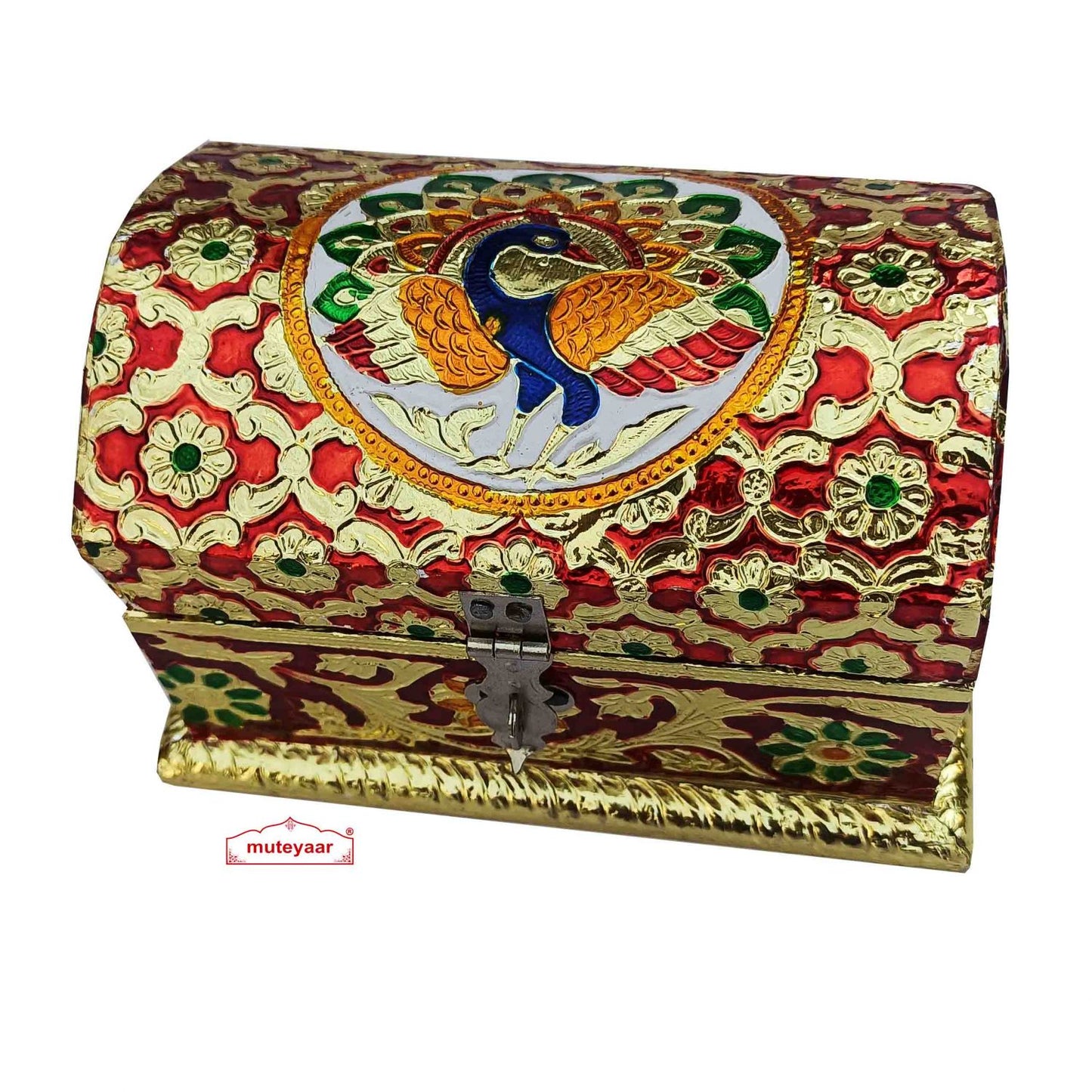 Meenakari Jewellery Box JB001 – Peacock Design Indian Jewellery Storage Box