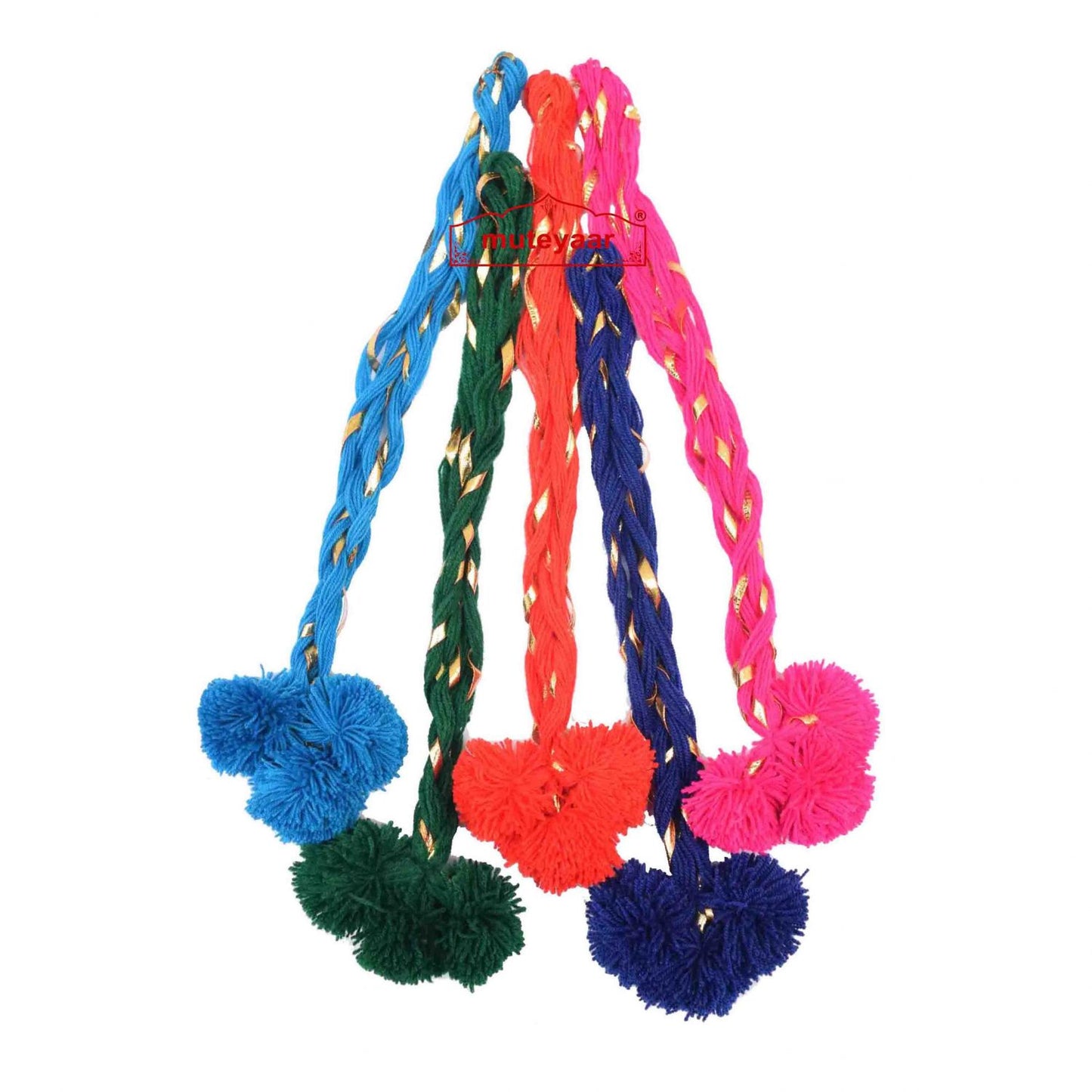Luddi Paranda Bulk Lot of 5 – Laddoo Pompom Tassels Assorted Colours