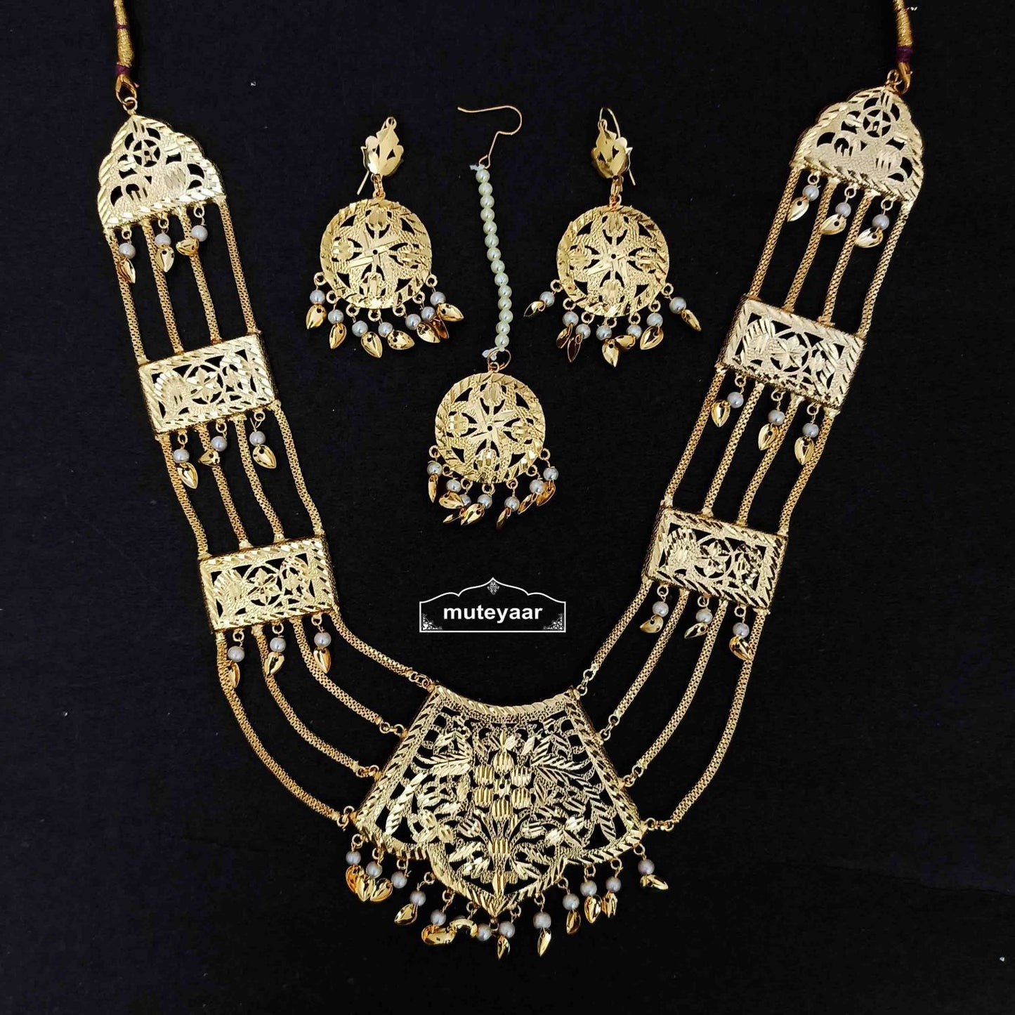 Maharani Haar Set – Handcrafted Punjabi Necklace Tikka Jhumka Jewellery