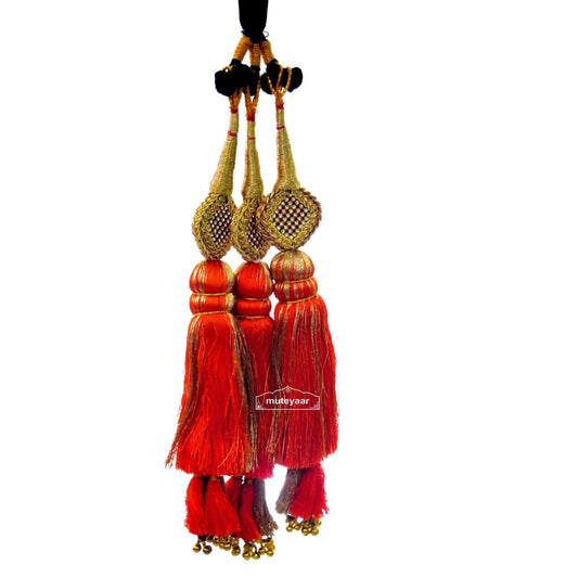 Traditional Punjabi Ethnic ORANGE Paranda parandi with Zircons embelishment