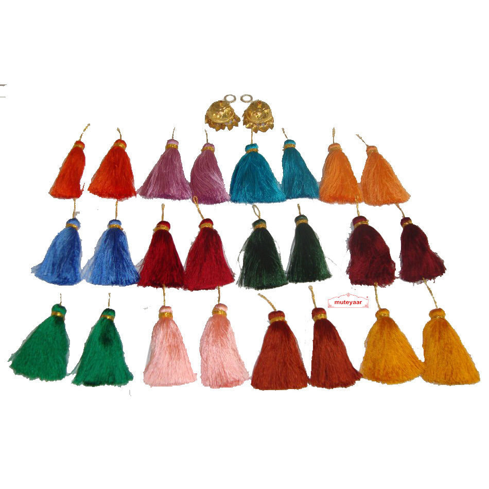 Lotan Jhumki Set with 12 Pairs Tassel Phumans – Handicraft Punjabi Earrings