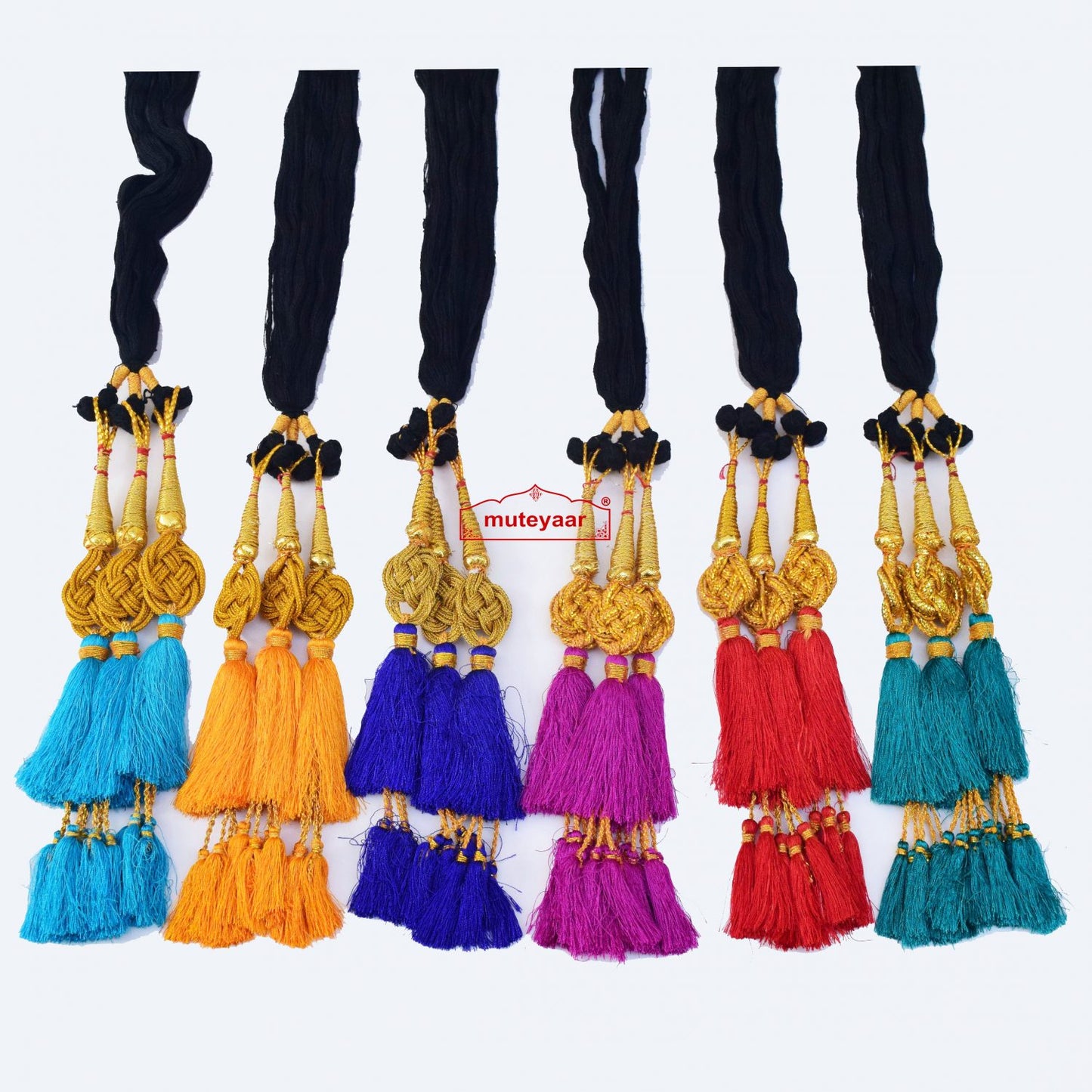 Punjabi Paranda Bulk Lot of 6 – Assorted Colour Parandi Tassels