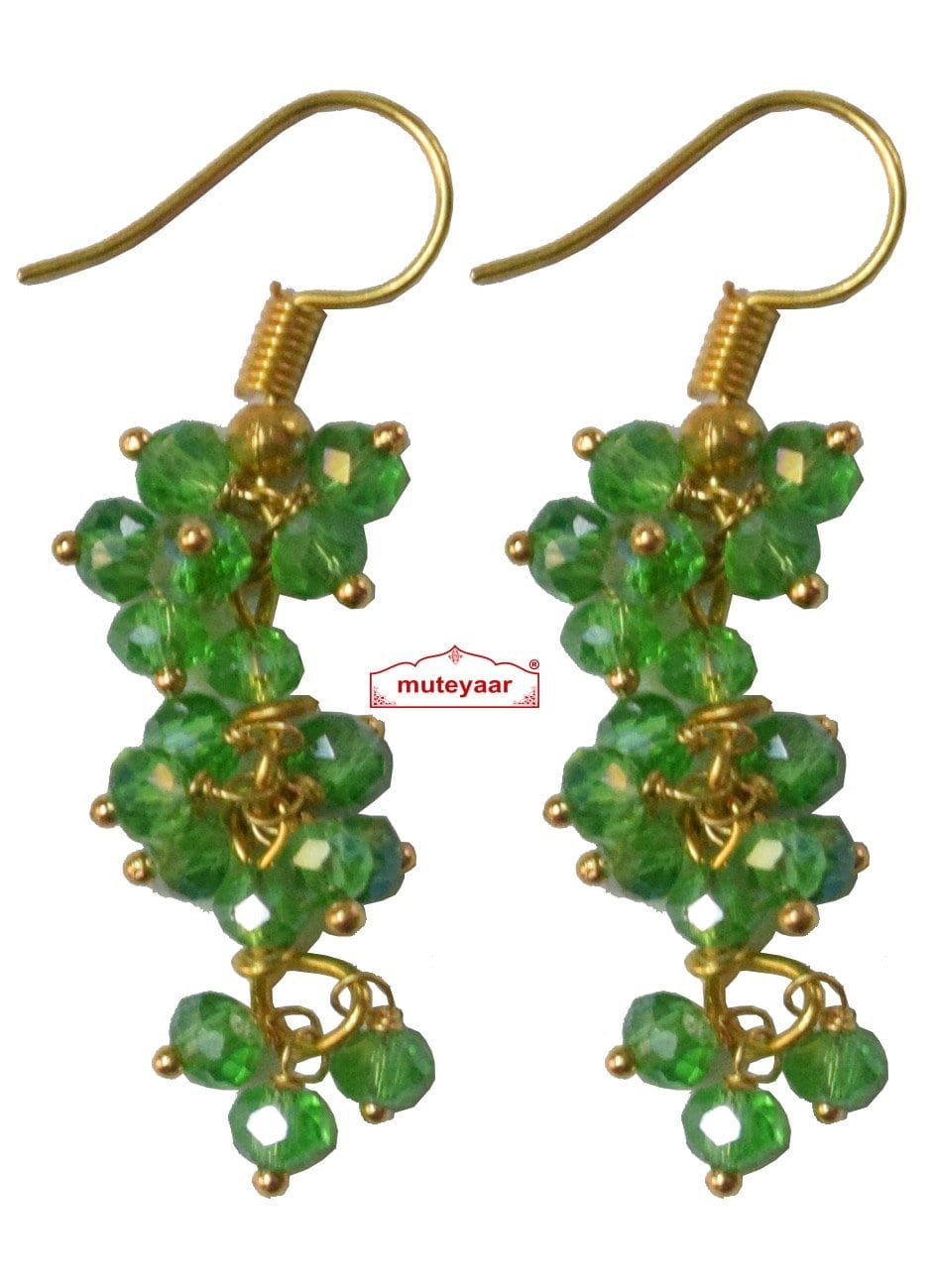 3 Step Crystal Jhumki Earrings – Handmade All Colours Available 2.5 Inch