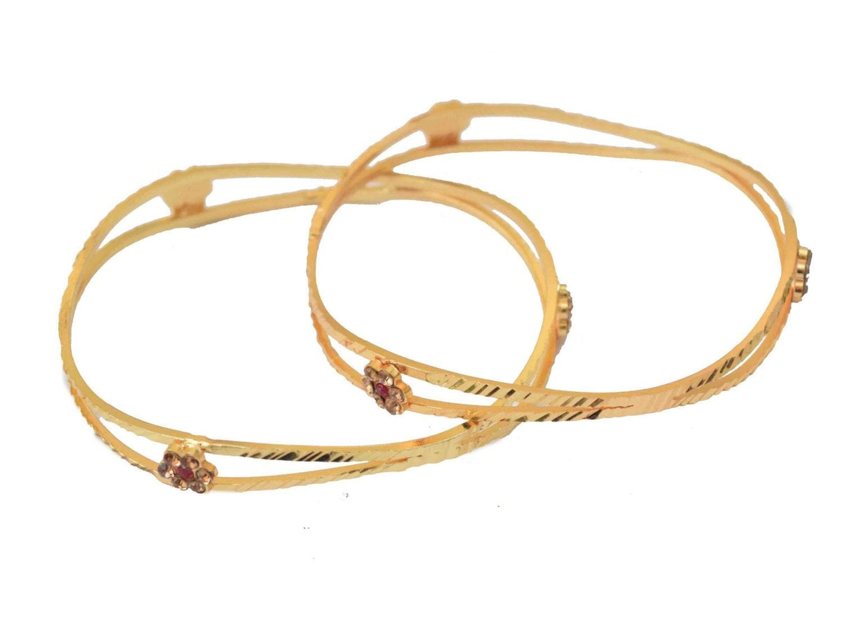 PJ- Sleek Golden Designer Bangles Pair BN153 – Punjabi Kangan | Punjabi Bridal Jewellery