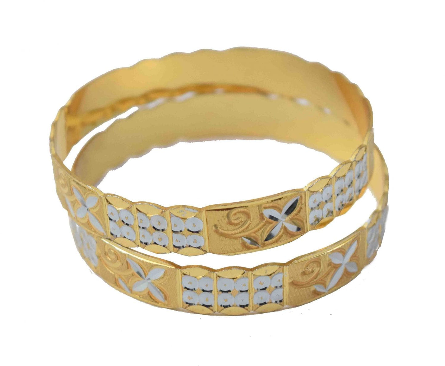Golden Silver Designer Kangan Bangles Set of 2 Pieces BN156