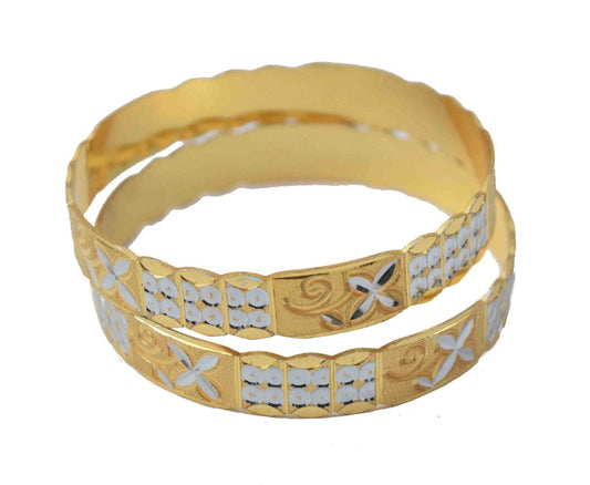 PJ- Golden Silver Designer Kangan Bangles Set of 2 Pieces BN156 | Punjabi Bridal Jewellery