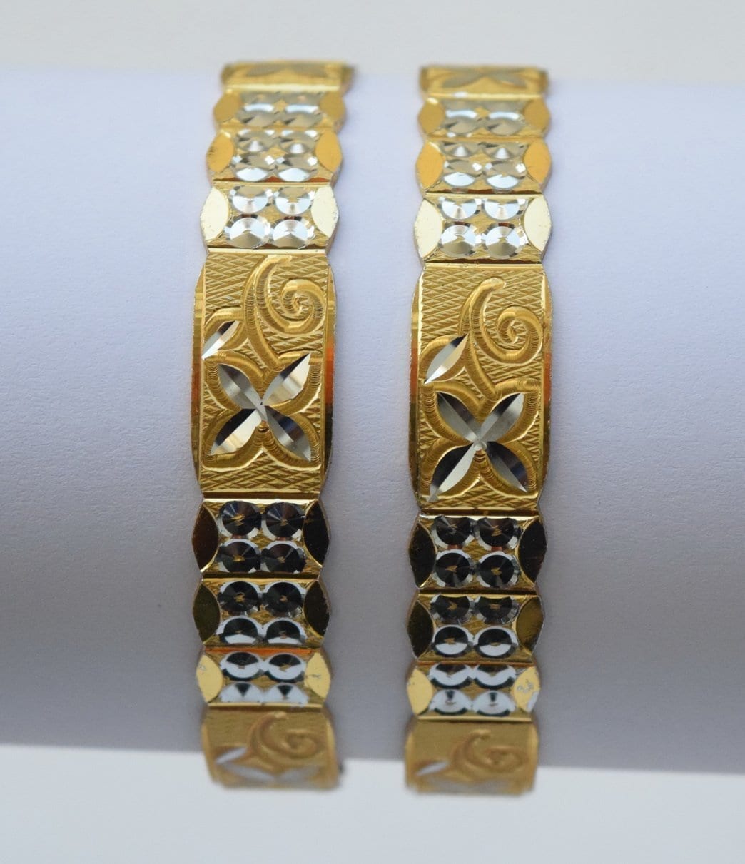 Golden Silver Designer Kangan Bangles Set of 2 Pieces BN156