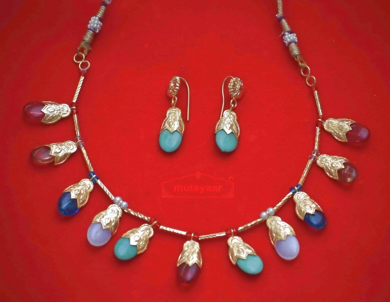 Gold Plated Multicolour Dakh set