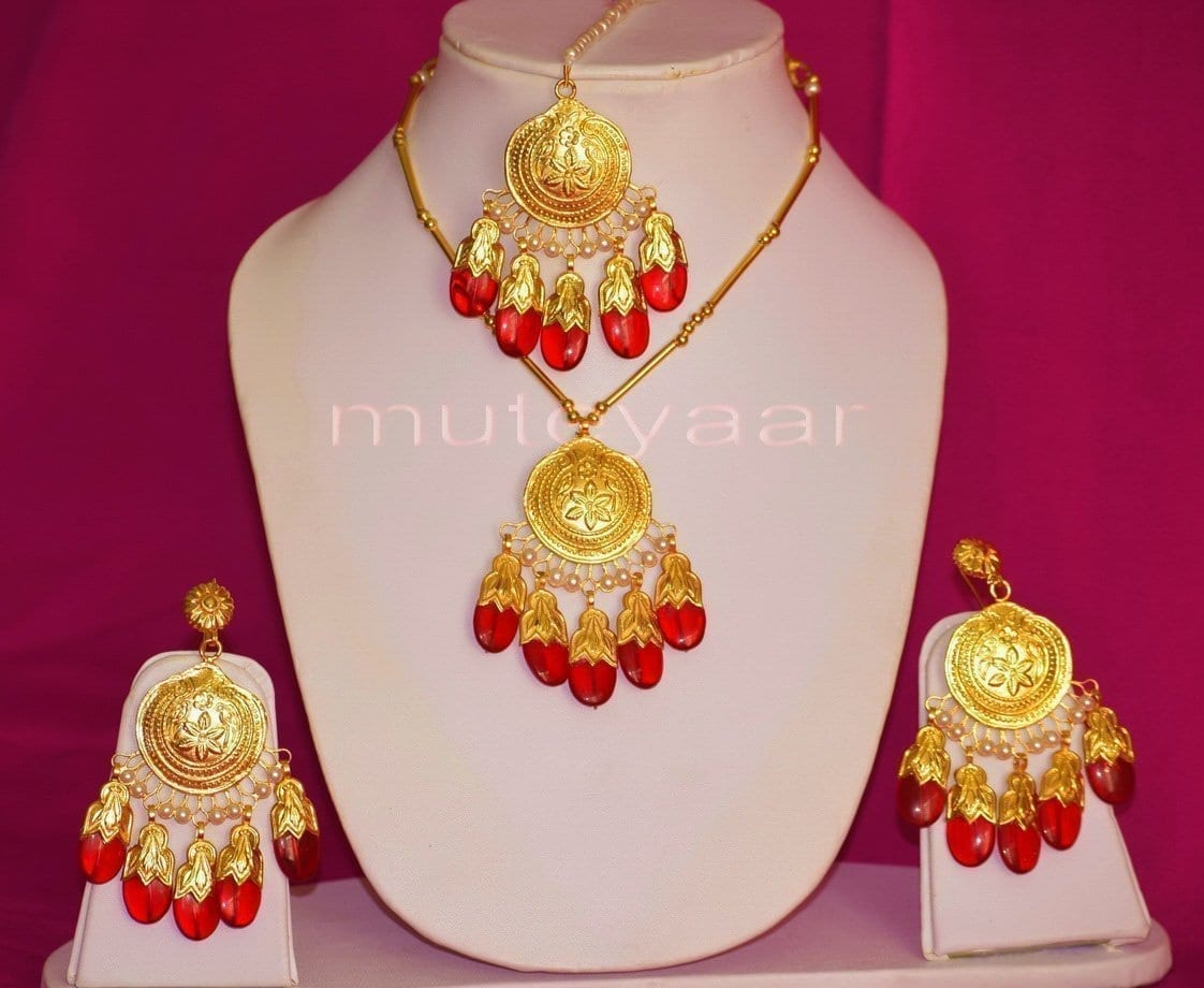 Original Gold Plated Dakh Jewellery Set J0210 | Handmade by Punjabi Artisans