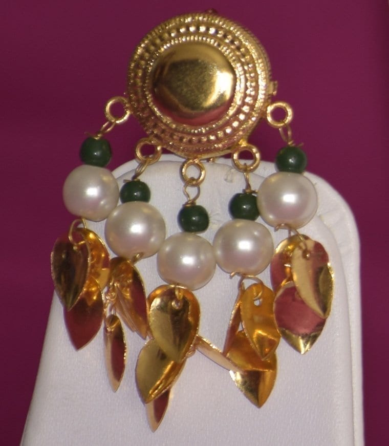 Gold Plated Punjabi Chain Set J0211 | Pipal Patti Designer Beads Chain with Earrings