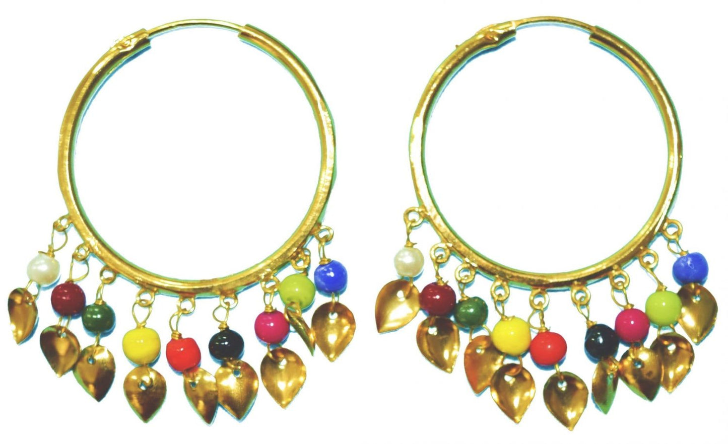 Punjabi Bali Moti Patti Earrings Set J0214 | Gold Polished Traditional Earrings