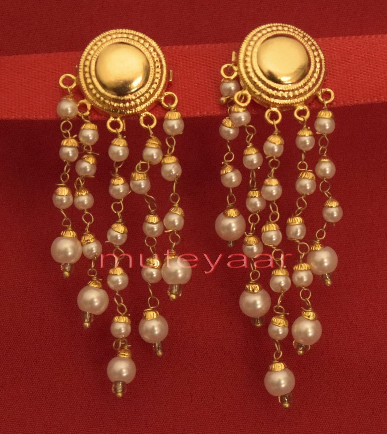 Gold Plated Jhallar Tops J0219 – Custom Colour Punjabi Earring Tops 12-15 mm