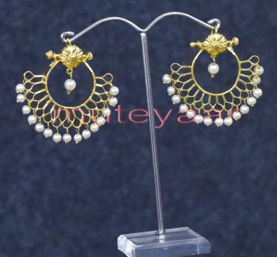 Handmade Gold Plated Punjabi Jhumka J0248 – Traditional 2.5 Inch Custom Colour Earrings