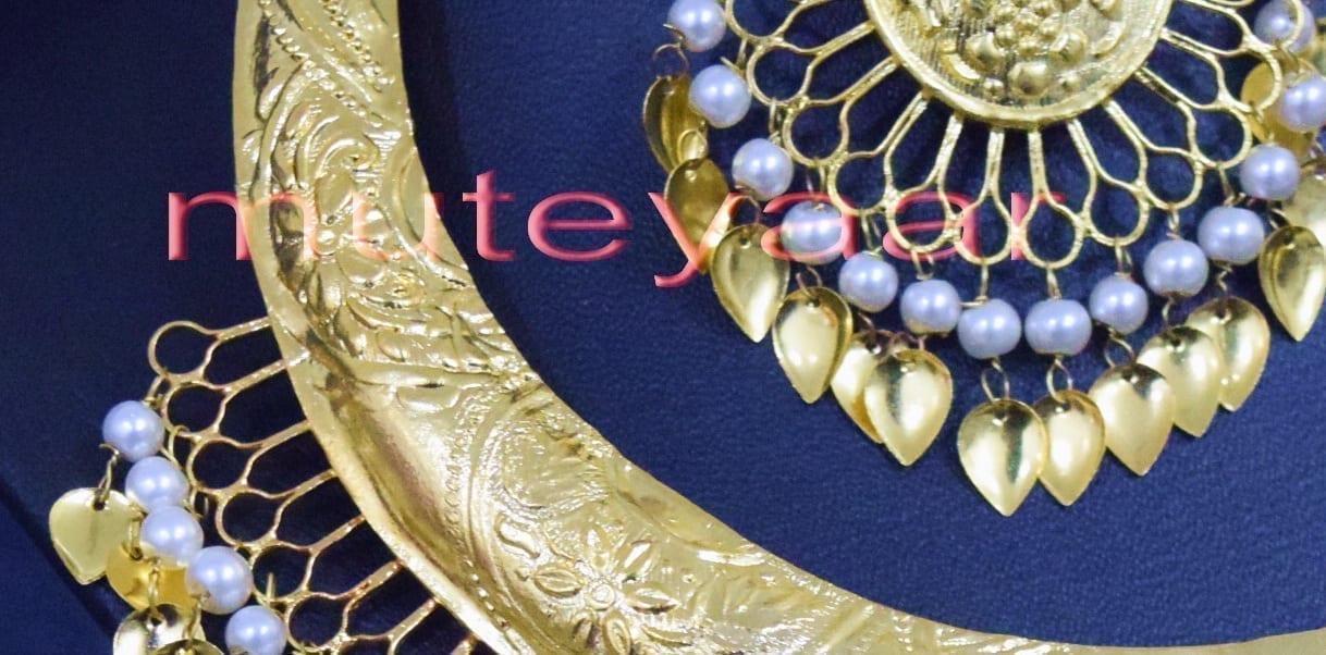 Gold Plated Hasli Set J0252 – Handmade Punjabi Necklace Earrings Tikka Jewellery