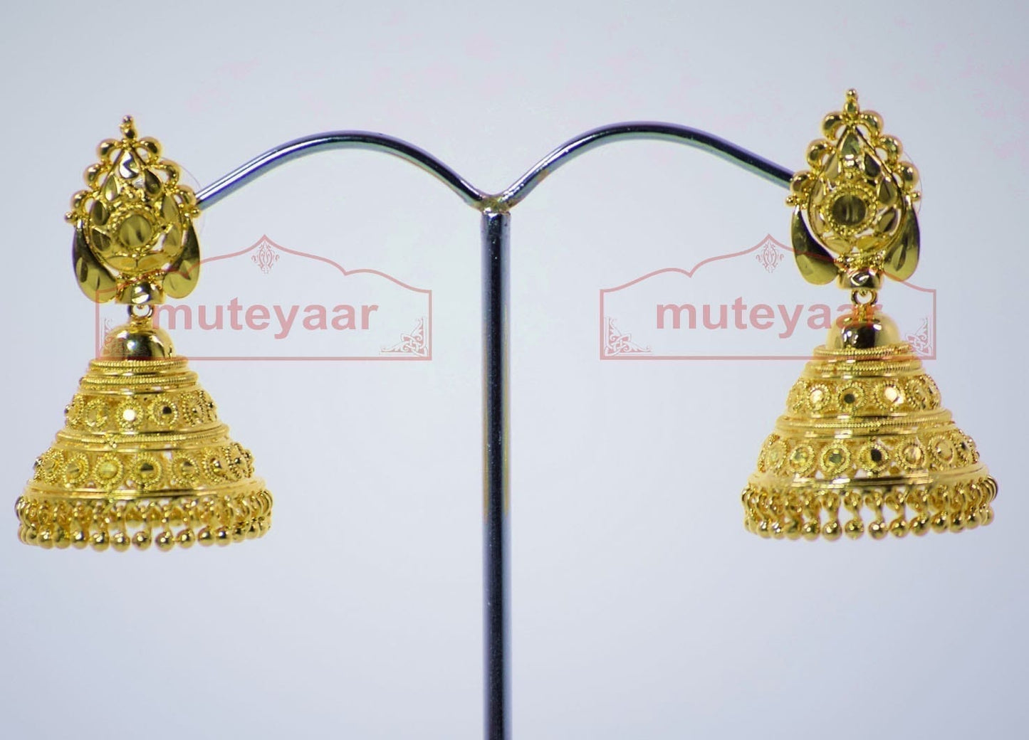 Gold Plated Punjabi Jhumki Dangles J0262 | Traditional 1 Inch Earring Set with Beads