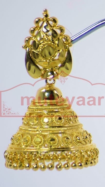 Gold Plated Punjabi Jhumki Dangles J0262 | Traditional 1 Inch Earring Set with Beads