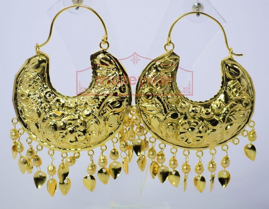 PJ- Thappa Work Gold Plated Punjabi Earrings J0268 – Traditional 2.5 Inch Earring Set | Punjabi Bridal Jewellery