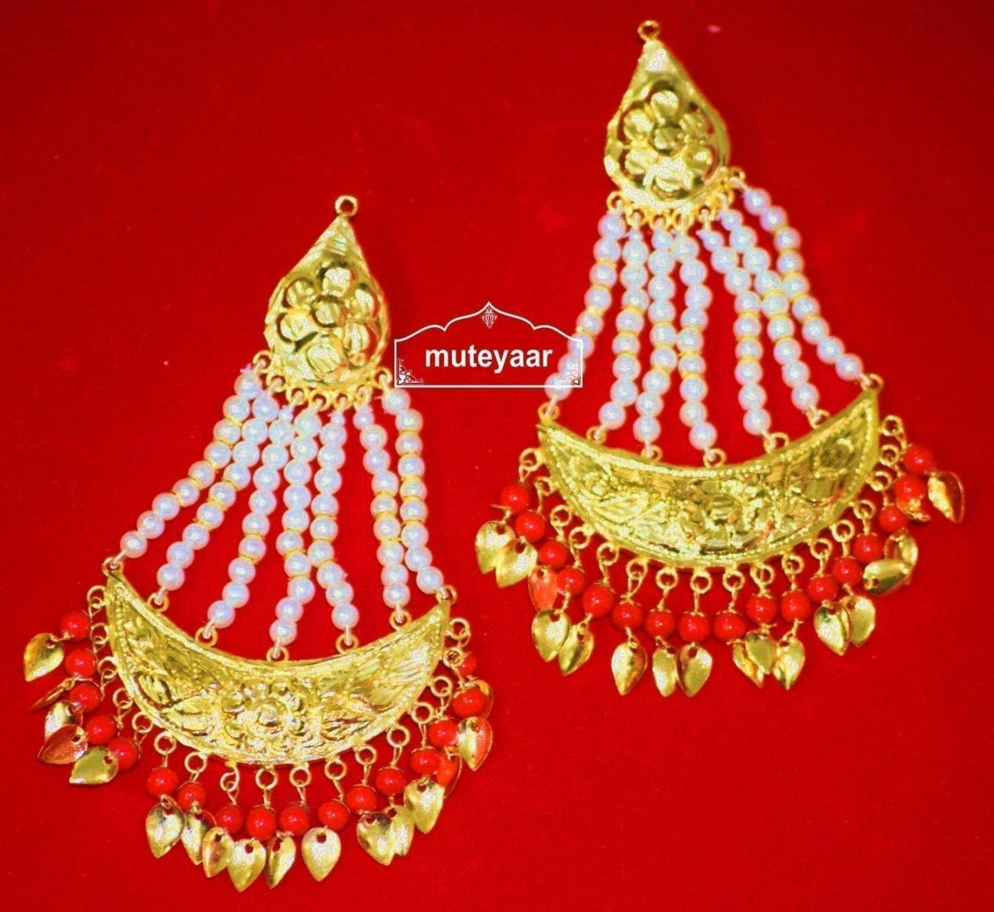 Gold Polished Long Jhumka J0297 – 3 Inch Traditional Punjabi Earrings with Beads