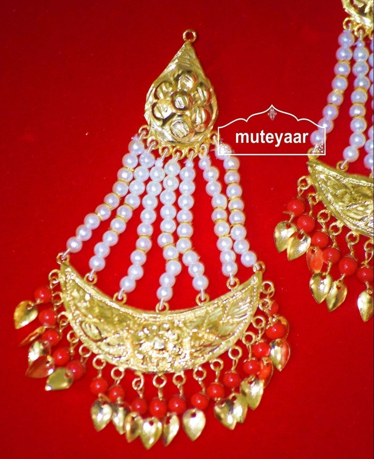 Gold Polished Long Jhumka J0297 – 3 Inch Traditional Punjabi Earrings with Beads