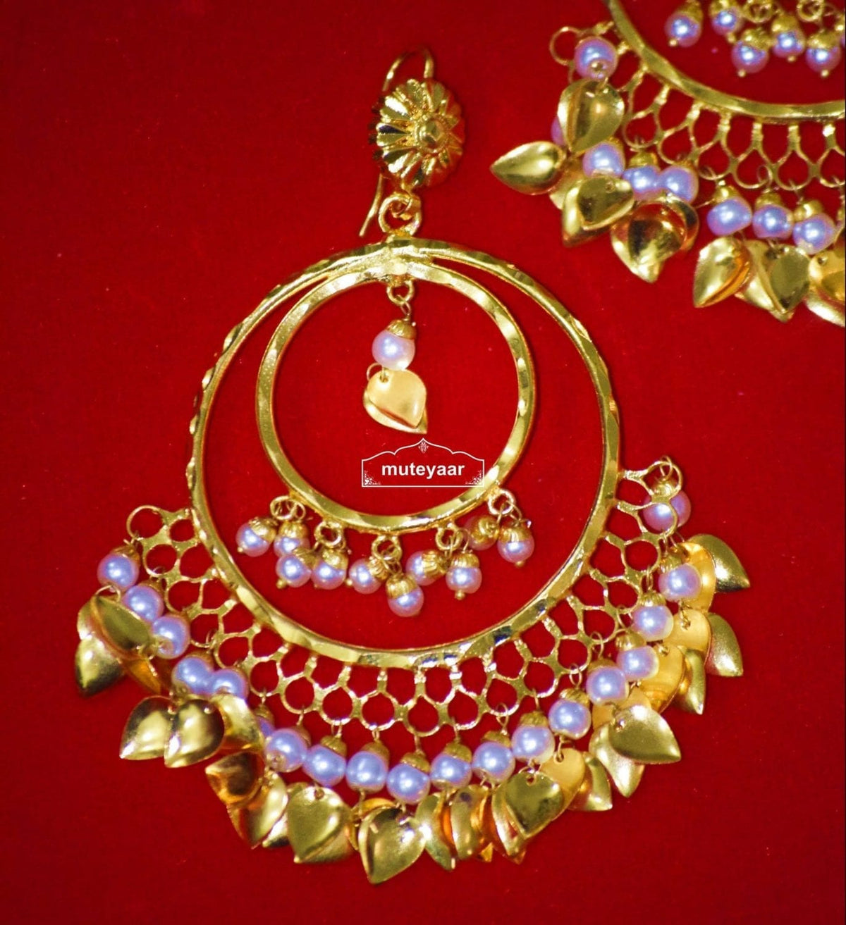 PJ- Handmade Gold Plated Tikka Earrings Set J0303 – Punjabi Tikka Jewellery Set | Punjabi Bridal Jewellery