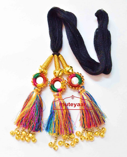 Multi Colour Kids Paranda Parandi with Mirror & Ghungroo