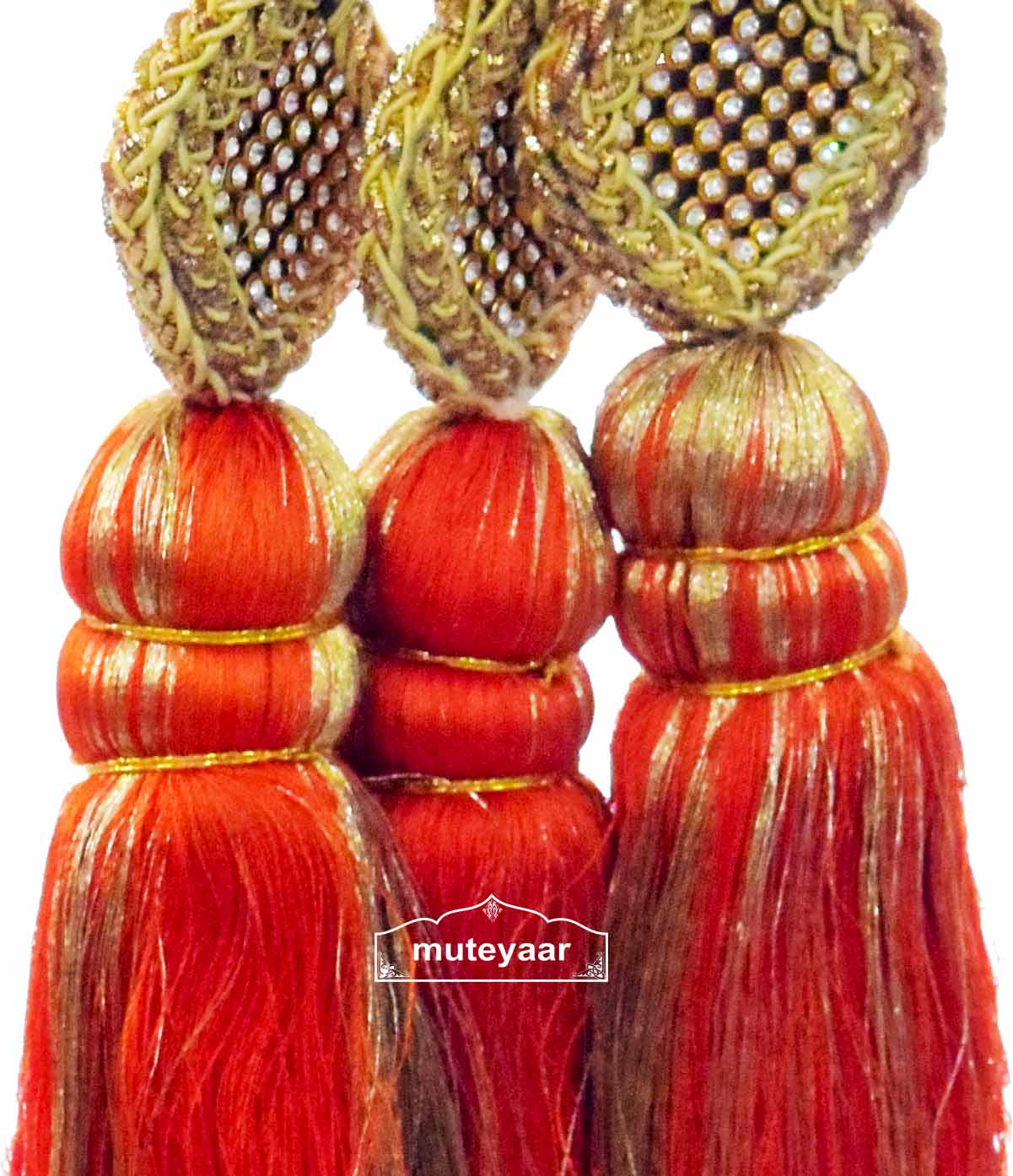 Orange Punjabi Paranda with Zircons – Traditional Ethnic Parandi | Ready to Use